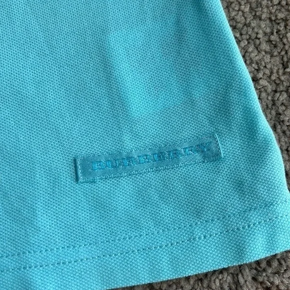 Burberry Y2K Light Blue Two Tone Golf Snap Button Short Sleeve Collared Shirt - Picture 3 of 8